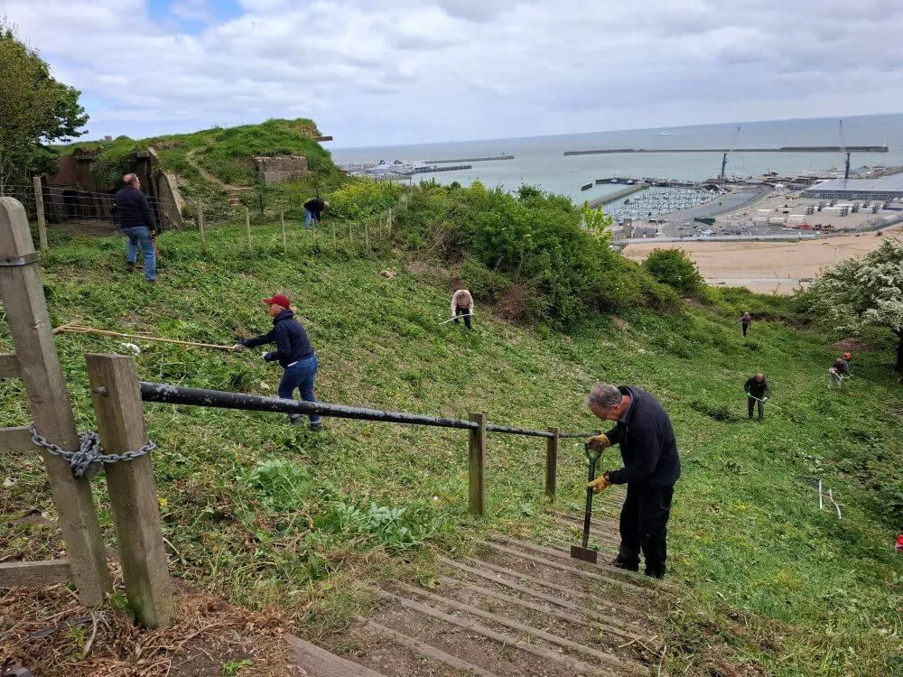 Volunteers working at Dover's Western Heights.